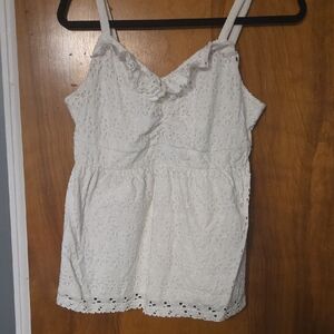 Torrid White Eyelet Ruffle Tank